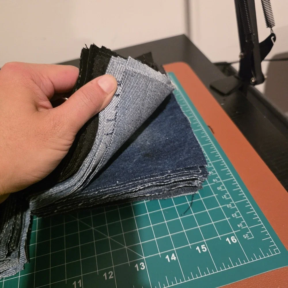 Denim Squares Lot Of 85 100% Cotton Blue Jean Fabric Rotary Cut  6
